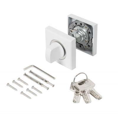 Ручка поворотная Ajax (Аякс) с фиксацией ключом BK6.FIX.JK WH-19 белый