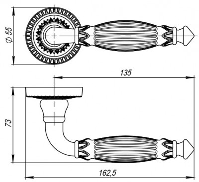 Ручка Armadillo (Армадилло) раздельная R.CL55.Bella (Bella CL2) OB-13 античная бронза