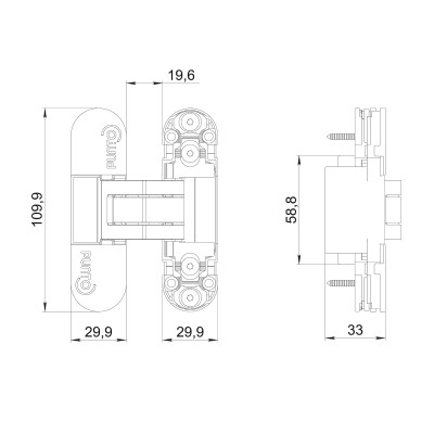 Петля Punto (Пунто) скрытой установки UNION 2.0 ZN/IND (2.2) SC мат. хром (NO LOGO)