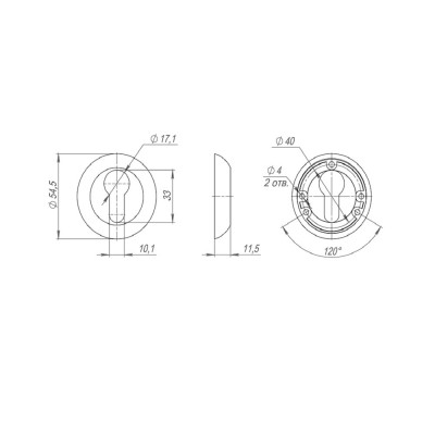 Накладка Punto (Пунто) под цилиндр ET.R.TL54 (ET TL) SSC-16 сатинированный хром