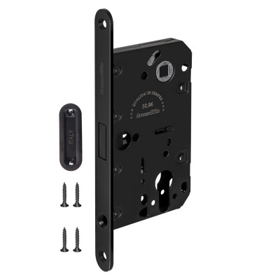 Замок Armadillo (Армадилло) межкомнатный магнитный под цилиндр с ответной планкой GRAVITY G02.196.50.85 BL черный