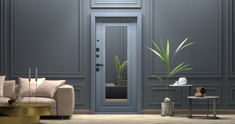 Стальная дверь "Гермес" Неоклассика с зеркалом "Elit"