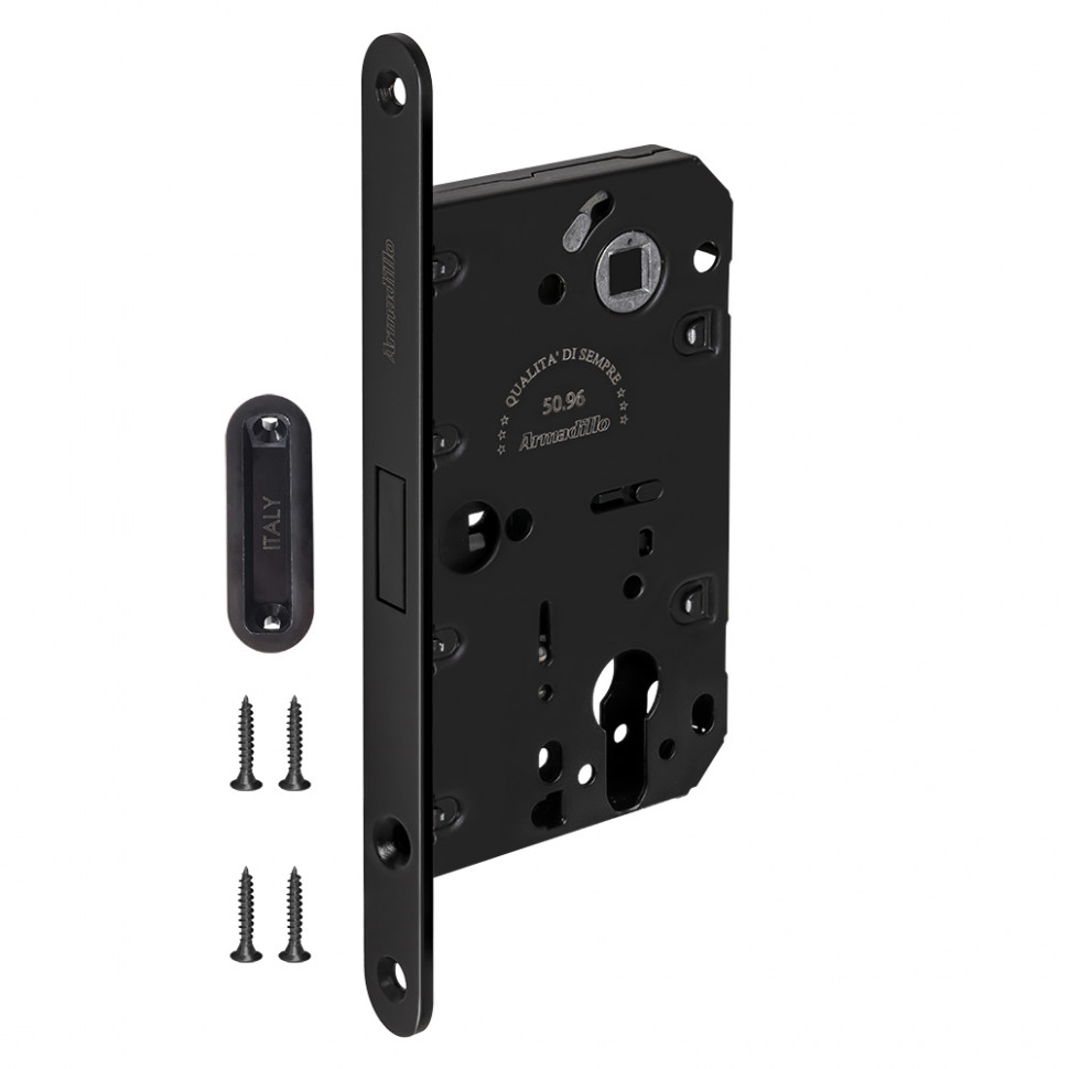 Замок Armadillo (Армадилло) межкомнатный магнитный под цилиндр с ответной планкой GRAVITY G02.190.50.85 BL черный