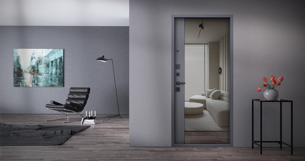 Стальная дверь "Ювентус" с зеркалом