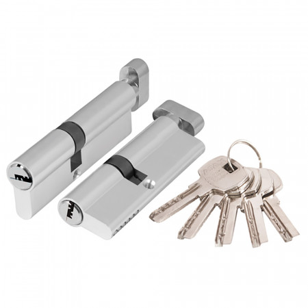 Цилиндровый Ajax (Аякс) механизм (AX202/70) AX2002Knob70 (30+10+30) CP хром с вертушкой