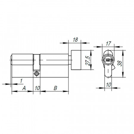 Цилиндровый Ajax (Аякс) механизм (AX202/70) AX2002Knob70 (30+10+30) CP хром с вертушкой