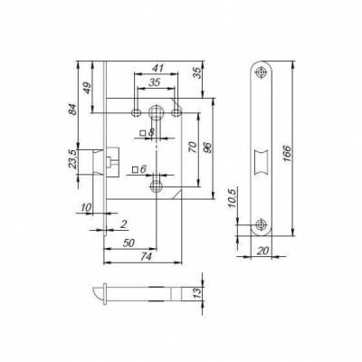 Защелка Punto (Пунто) PLASTPL72-R20 (PL72-R20) (врезная) SN мат. никель тех.упаковка без ответной планки