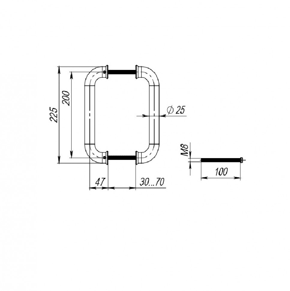 Ручка-скоба Fuaro (Фуаро) PULL.PH25/200.21 INOX 201 (PH-21-25/200-INOX)