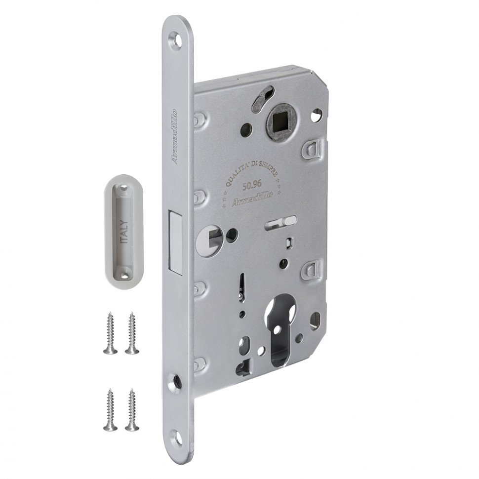 Замок Armadillo (Армадилло) межкомнатный магнитный под цилиндр с ответной планкой GRAVITY G02.196.50.85 MWSC итал тисненый