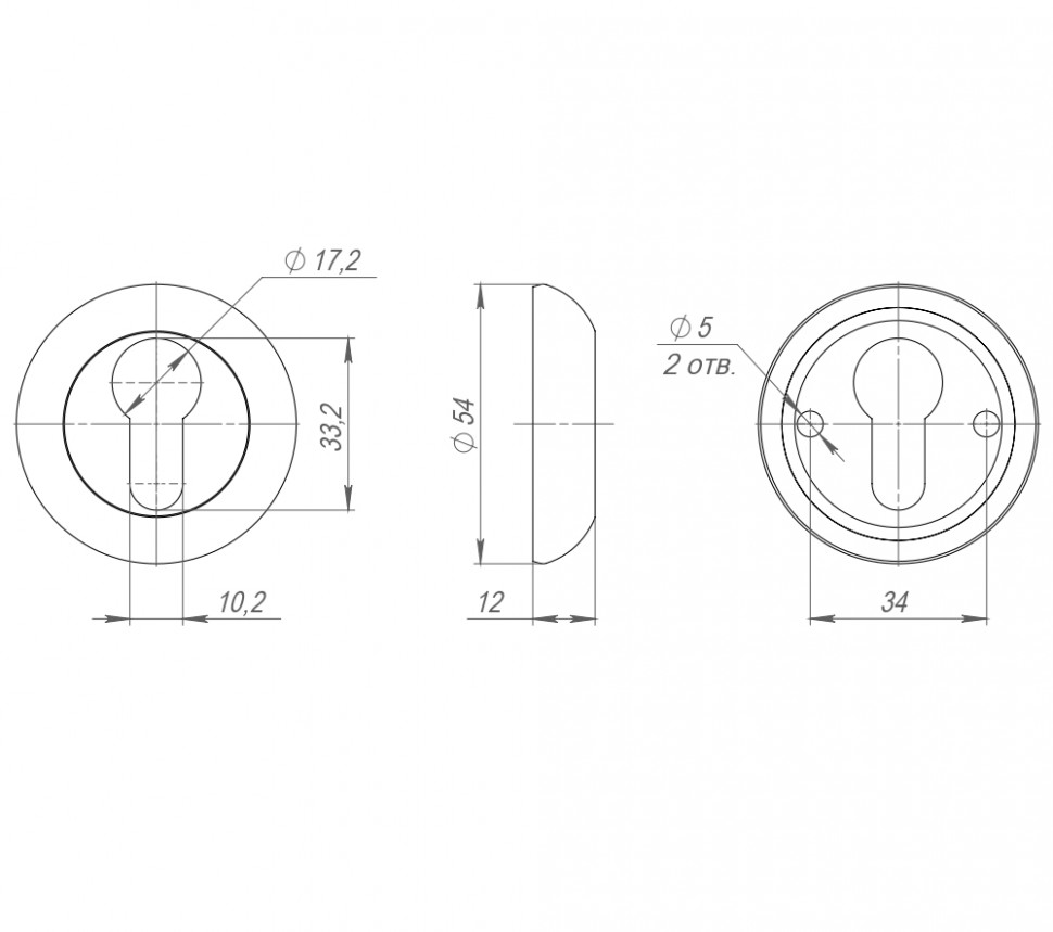 Накладка Armadillo (Армадилло) под цилиндр ET.R.LD54 (ET-1) SN/CP-3 матовый никель/хром