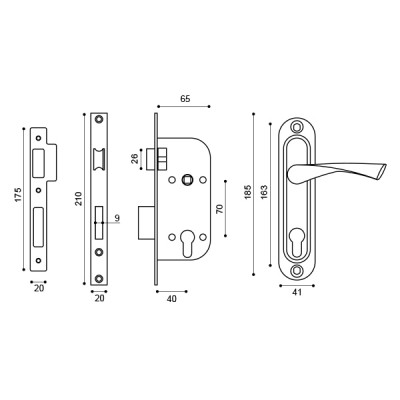 Замок Punto (Пунто) цилиндровый в комплекте с ручкой LOCKSET16.CRONA.4070-1 (KIT P16 4070 CRONA) SN мат.никель
