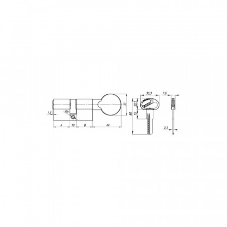 Цилиндровый Fuaro (Фуаро) механизм (D-PRO502/70) D-PRO5002Knob70(30+10+30) BL черный 5Key