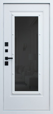 Стальная дверь "Titanium" с окном и английской решеткой (терморазрыв 3к)