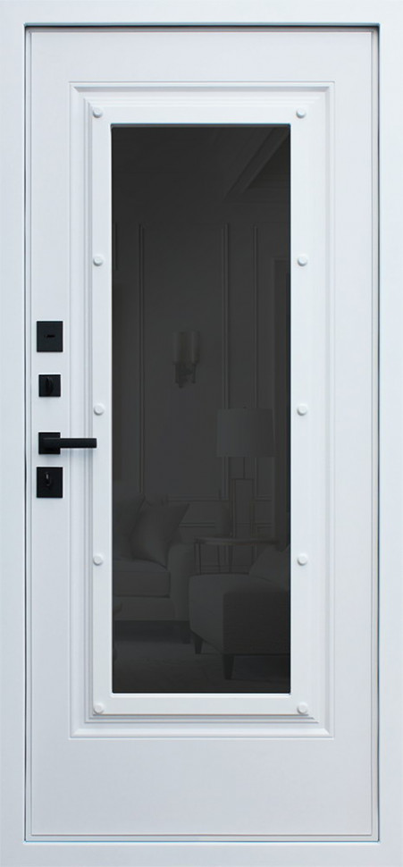 Стальная дверь "Titanium" с окном и английской решеткой (терморазрыв 3к)