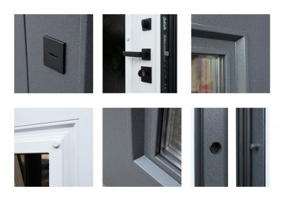 Стальная дверь "Titanium" с окном и английской решеткой (терморазрыв 3к)