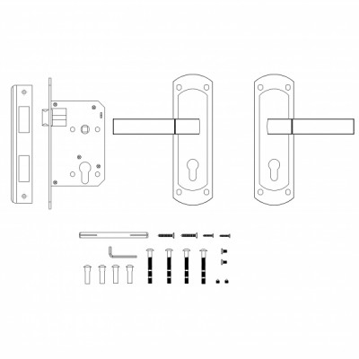 Замок цилиндровый Punto (Пунто) с ручкой LOCKSET90.ORION.4585-3 (KIT P90 4585/3 ORION) SN/CP мат.никель/хром