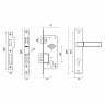 Замок цилиндровый Punto (Пунто) с ручкой LOCKSET90.ORION.4585-3 (KIT P90 4585/3 ORION) SN/CP мат.никель/хром