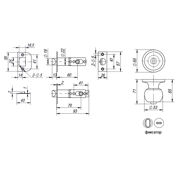 Ручка Punto (Пунто) защелка DK672 CP-BK (6072 CP-B) (фик.) хром