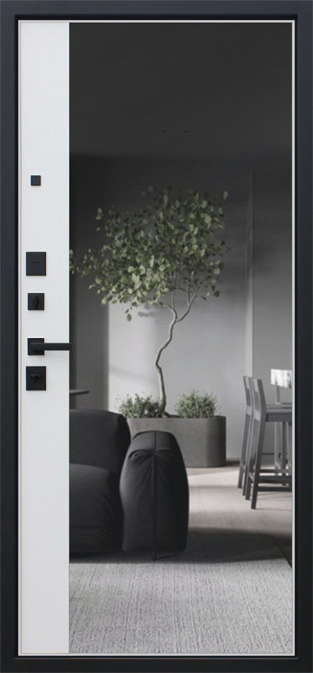 Стальная дверь "Вертикаль" с зеркалом