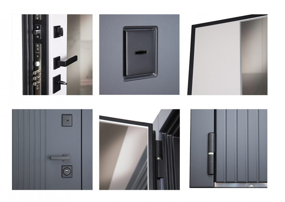 Стальная дверь "Вертикаль" с зеркалом