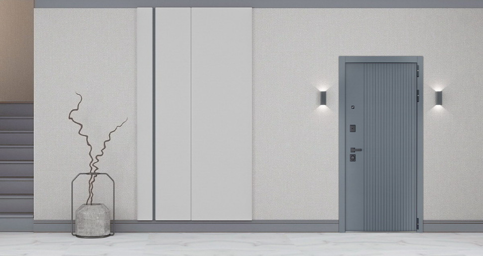 Стальная дверь "Вертикаль" с зеркалом