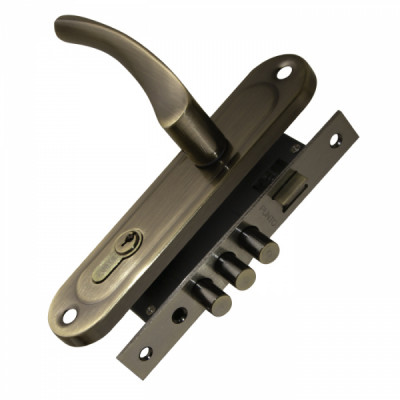 Замок Punto (Пунто) цилиндровый в комплекте с ручкой LOCKSET15.CRONA.4061-3 (KIT P15 4061/3 CRONA) AB бронза