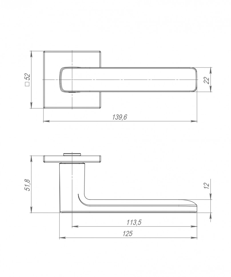 Ручка Punto (Пунто) раздельная K.ARC.Q52.VIVA CP-8 хром