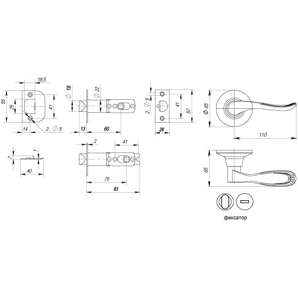 Ручка Punto (Пунто) защелка DK630 SN-BK (6030 SN-B) (фик.) мат.никель