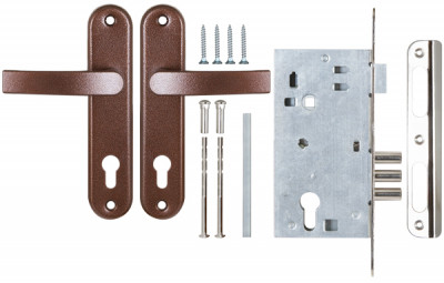 Корпус Sam (Сам) врезного замка с защёлкой в комплекте с ручкой ЗВ4-3 (медный антик) /78103/