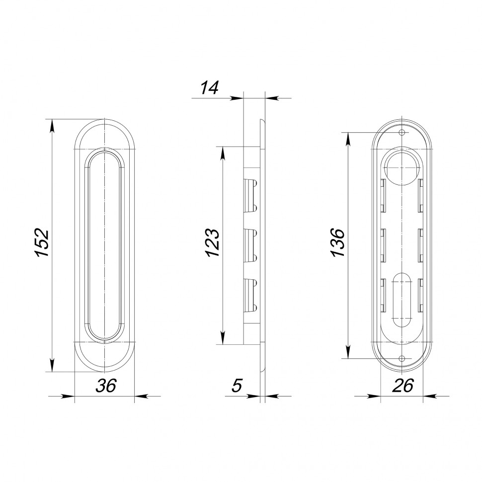 Ручка Punto (Пунто) для раздвижных дверей SH.SL152.010 (Soft LINE SL-010) АВ бронза
