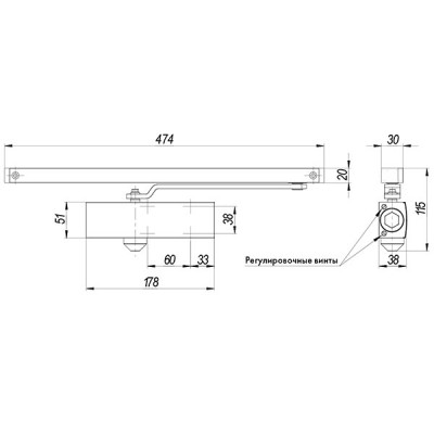 Доводчик Armadillo (Армадилло) дверной со скользящей тягой DCSLIDER85 (DCS-85) BR (коричневый)