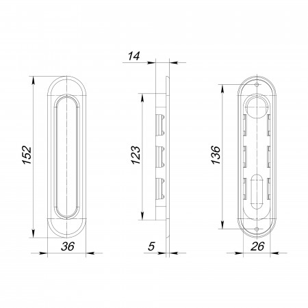 Ручка Punto (Пунто) для раздвижных дверей SH.SL152.010 (Soft LINE SL-010) SG матовое золото