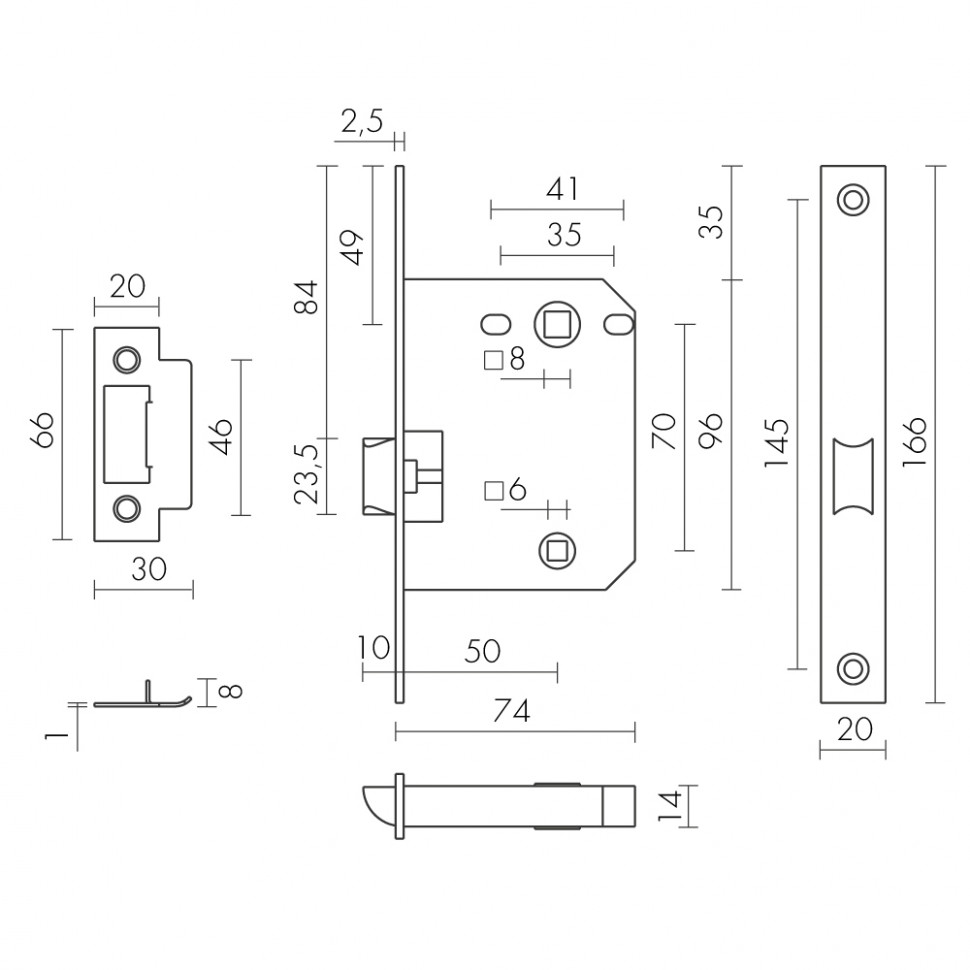 Защелка Fuaro (Фуаро) врезная PLASTP72-50 (P72-50) BL черный
