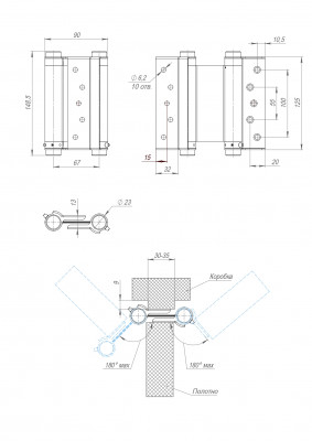 Петля Armadillo (Армадилло) пружинная Aldeghi ALH.125.5 BL черный