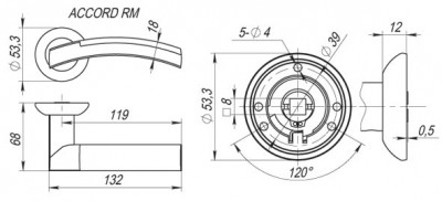 Ручка Fuaro (Фуаро) раздельная R.RM54.ACCORD (ACCORD RM) SN/CP-3 матовый никель/хром