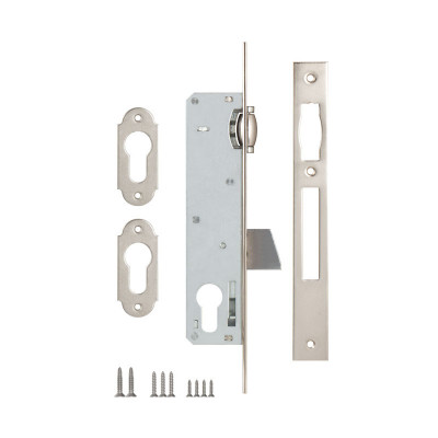 Корпус Kale kilit (Кале килит) узкопрофильного замка с роликовой защёлкой 255 (25 mm) w/b (никель)
