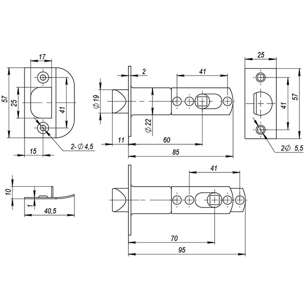 Ручка Ajax (Аякс) защелка DK682 PB-ET (6082 PB-E) (кл./фик.) золото