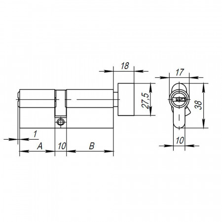 Цилиндровый Ajax (Аякс) механизм (AX202/110) AX2002Knob110 (50+10+50) CP хром с вертушкой