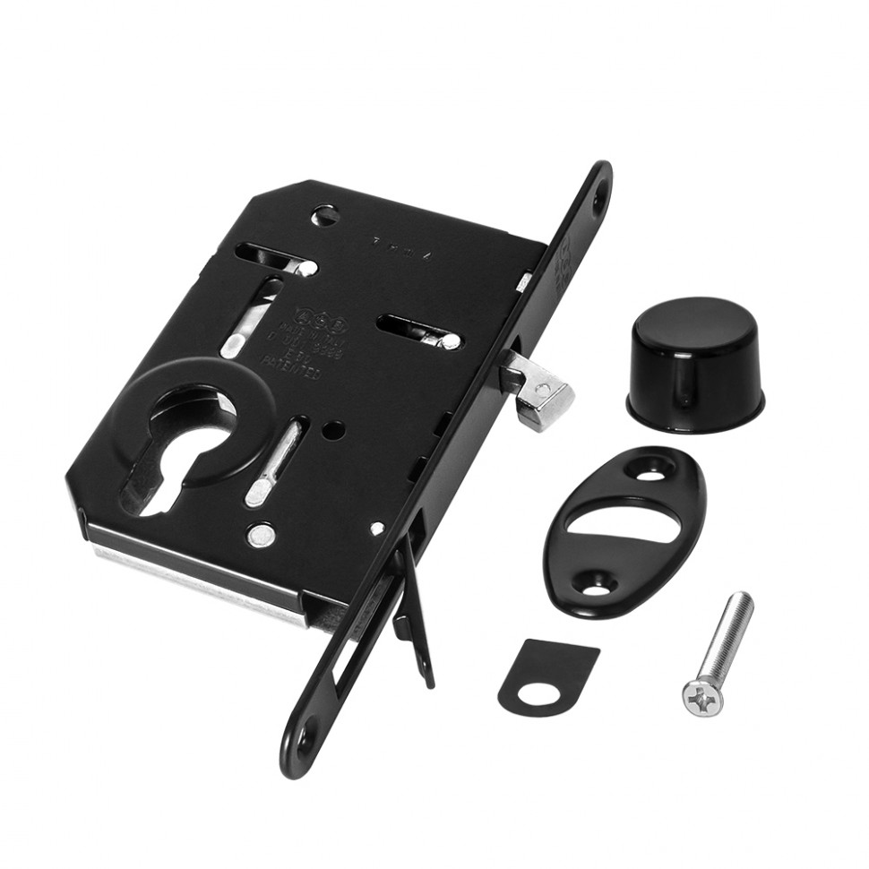 Корпус AGB (АГБ) врезного замка под цилиндр для раздвижных дверей SCIVOLA TRE B08982.50.93 (черный)