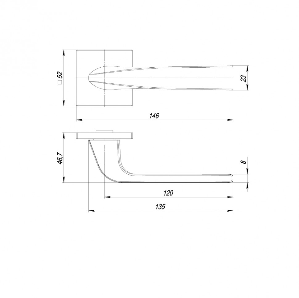 Ручка Punto (Пунто) раздельная K.ARC.Q52.SATURN SN-3 матовый никель