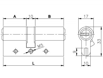 Цилиндровый Kale kilit (Кале килит) механизм 164 DBN-E/70 (30+10+30) mm латунь 5 кл.