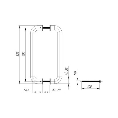 Ручка-скоба Fuaro (Фуаро) PULL.PH25/300.21 INOX 304 (PH-21-25/300-INOX)