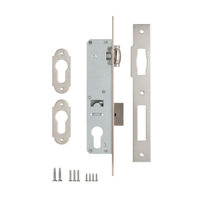 Корпус Kale kilit (Кале килит) узкопрофильного замка с роликовой защёлкой 155 (30 mm) w/b (никель)