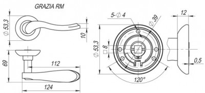 Ручка Fuaro (Фуаро) раздельная R.RM54.GRAZIA (GRAZIA RM) SN/CP-3 матовый никель/хром
