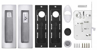 Защелка Armadillo (Армадилло) с ручками для раздвижных дверей SH.URB153.KIT011-BK (SH011 URB) СP-8 хром