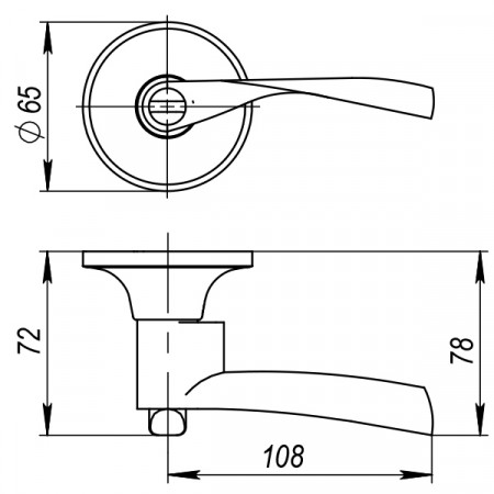 Ручка Ajax (Аякс) защелка DK610 CP-PS (6010 CP-P) (без фик.) хром