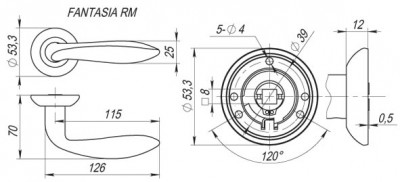 Ручка Fuaro (Фуаро) раздельная R.RM54.FANTASIA (FANTASIA RM) SN/CP-3 матовый никель/хром