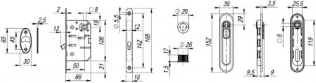 Набор Armadillo (Армадилло) для раздвижных дверей SH.LD152.KIT011-BK (SH011-BK) СP-8 хром
