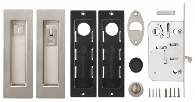 Защелка Armadillo (Армадилло) с ручками для раздвижных дверей SH.URB153.KIT011-BK (SH011 URB) SN-3 матовый никель