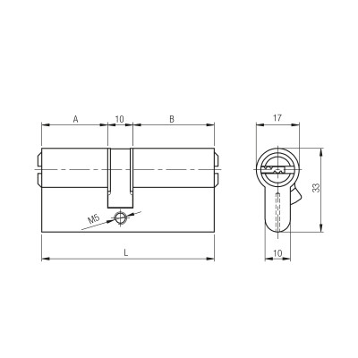 Цилиндровый Kale kilit (Кале килит) механизм 164 SN/90 (40+10+40) mm никель 5 кл.